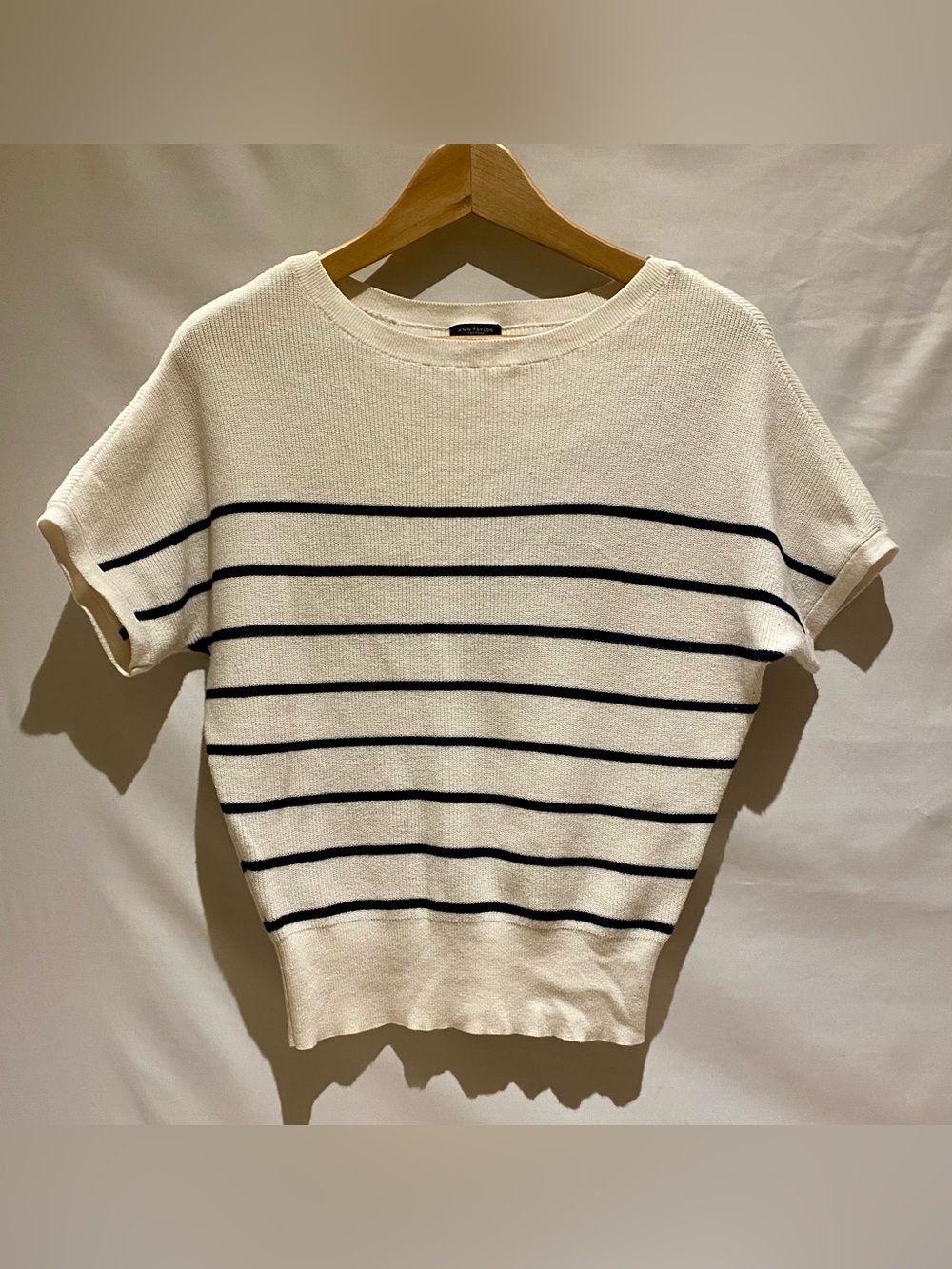 Ann Taylor White & Blue Striped Dolman Sleeve Top, size XS